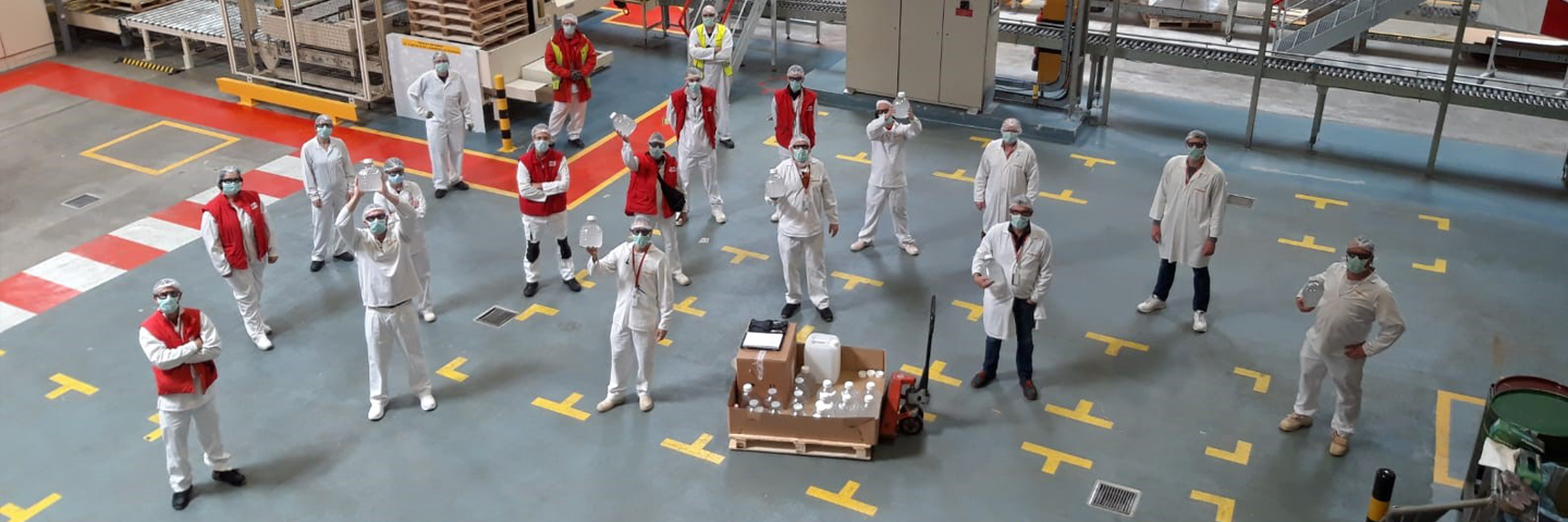 Volunteers from the Coca-Cola Midi concentrate plant in France produced hand sanitizer to donate to local health authorities.